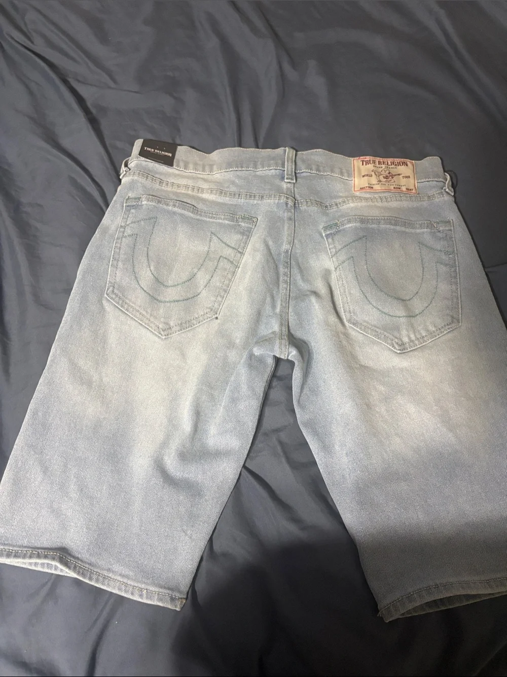 True Religion Light Blue Men's Denim Shorts